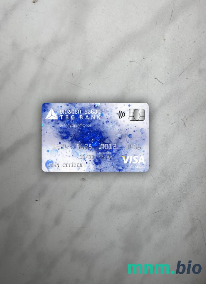Georgia TBC bank visa classic card wygląd fotograficzny skan PSD + zdjęcie